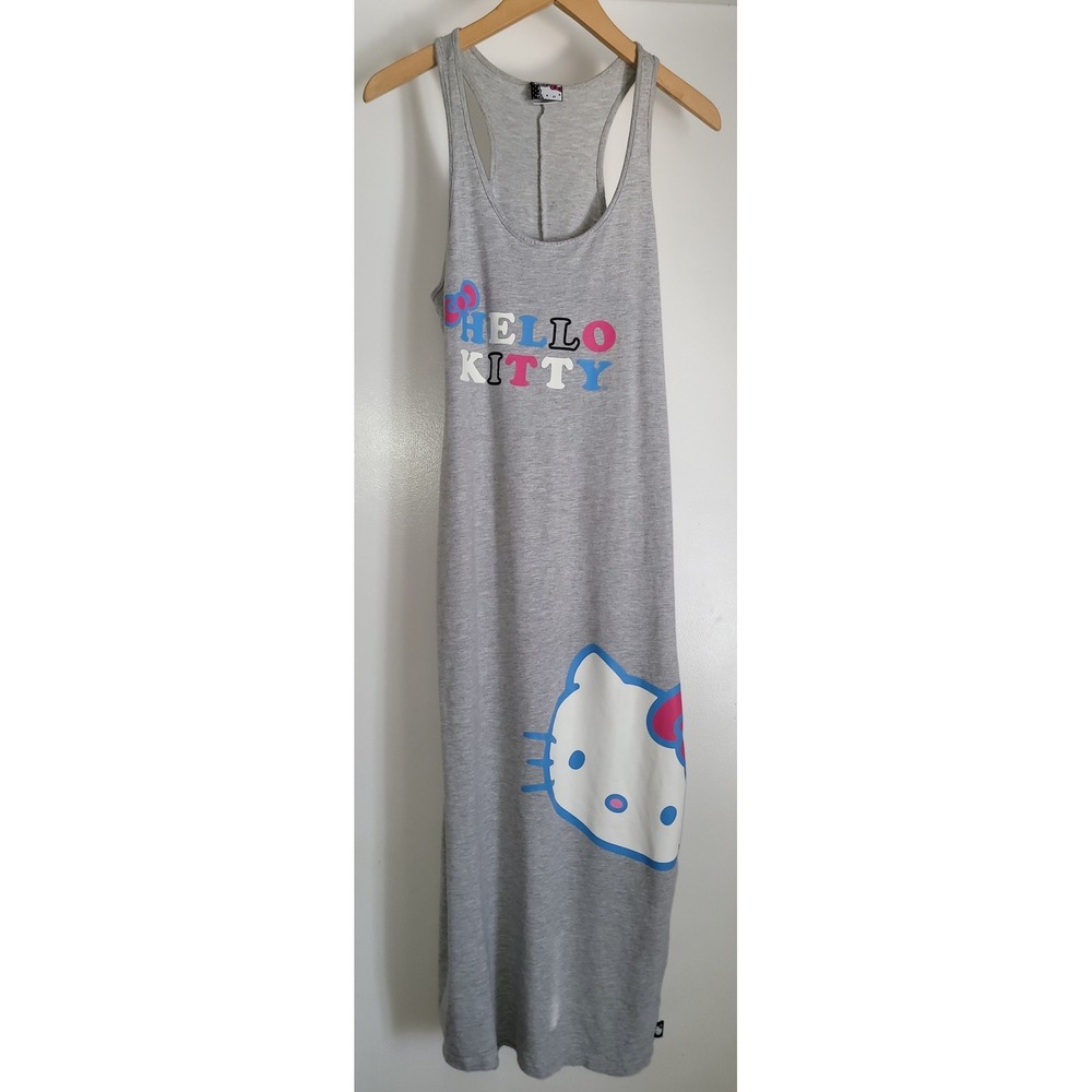 Hello Kitty Women's Casual Long Dress Size M Gray Cotton‎ Blend